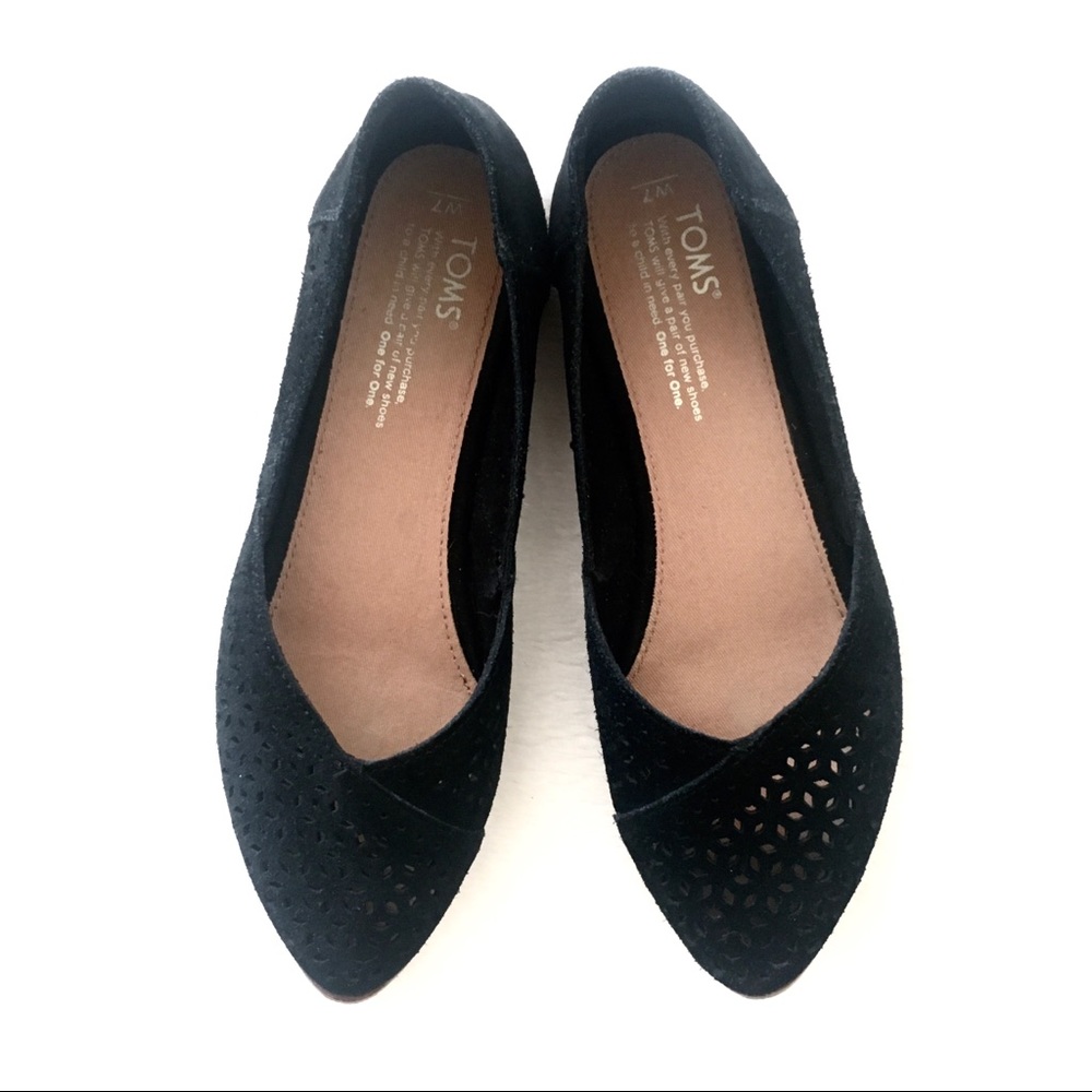 Toms Black Suede Flats Size 7